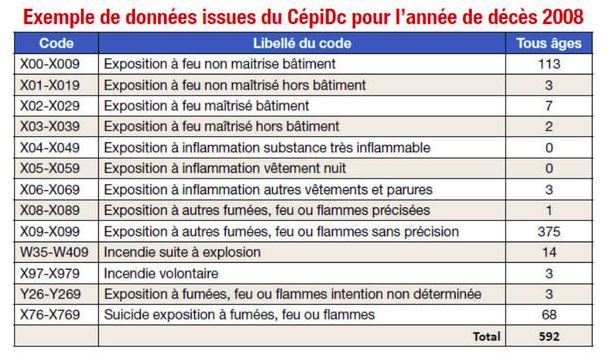 Capture Tableau CépiDc Combien de morts par incendie en France chaque année Capture Tableau CépiDc Combien de morts par incendie en France chaque année