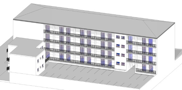 Façade sur cour intérieure, non accessible aux engins de secours (Image – SDIS du Tarn) Façade sur cour intérieure, non accessible aux engins de secours (Image - SDIS du Tarn)