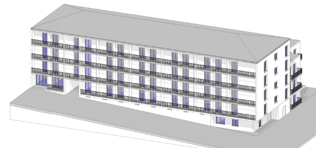 Façade sur rue, le niveau de référence est le rez-de-chaussée en pignon (Image – SDIS du Tarn) Façade sur rue, le niveau de référence est le rez-de-chaussée en pignon (Image - SDIS du Tarn)