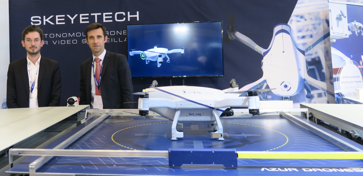 Le drone Skeyetech d'Azur Drones au salon APS 2019. (Photo EM Face au Risque).