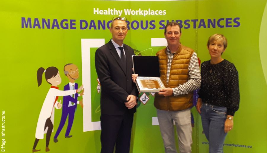 Eiffage Infrastructures récompensé par l'EU-Osha le 12 novembre 2019 à Bilbao (Photo Eiffage Infrastructures)