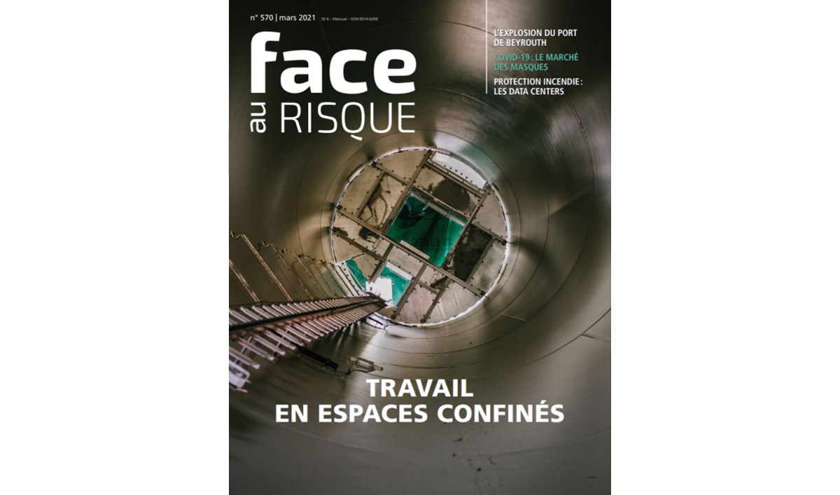 Le travail en espaces confinés, couv Face au Risque 571 mars 2021.