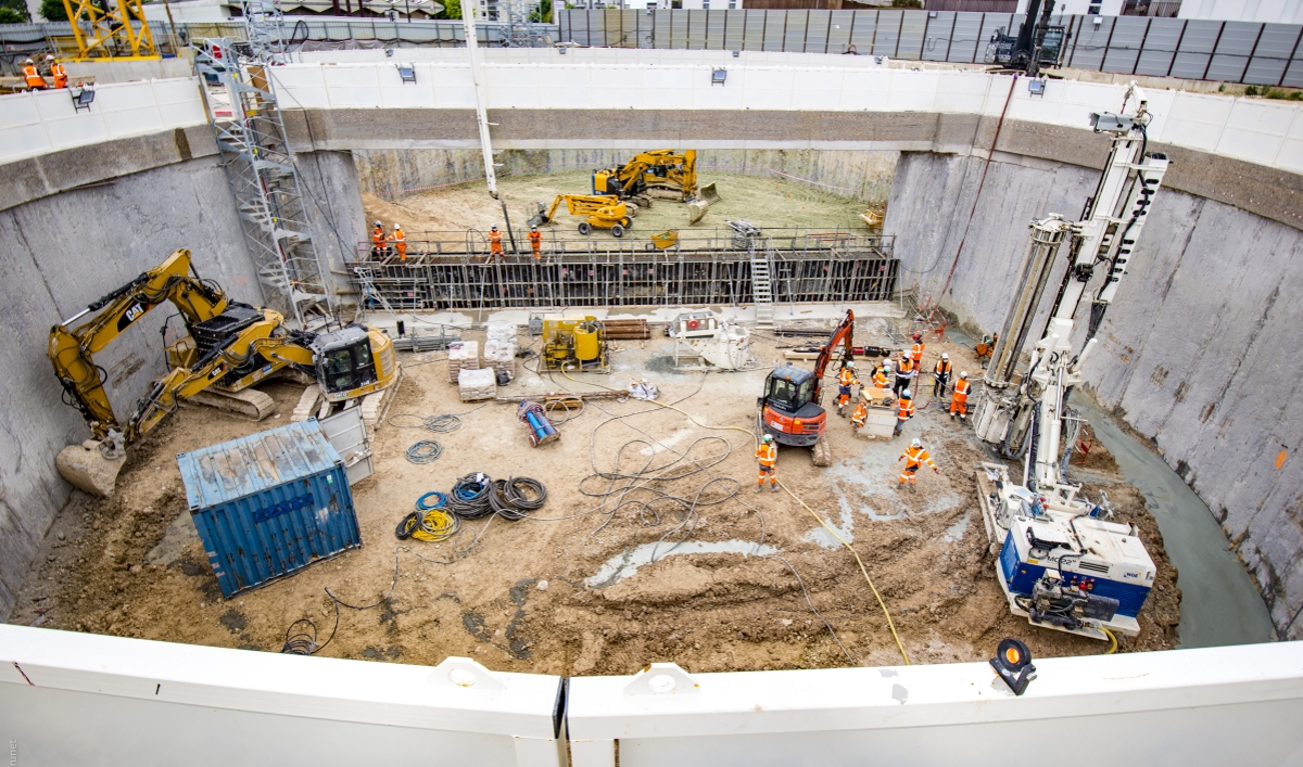 Sûreté des chantiers. Terrassement de la gare Clichy – Montfermeil dans le cadre des travaux du Grand Paris Express. Photo Olivier Brunet/Société du Grand Paris Sûreté des chantiers. Terrassement de la gare Clichy - Montfermeil dans le cadre des travaux du Grand Paris Express. Photo Olivier Brunet/Société du Grand Paris