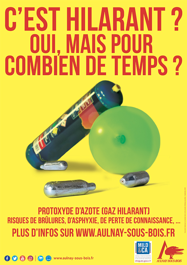 Affiche de la campagne de sensibilisation au protoxyde d'azote - Ville d'Aulnay-sous-Bois
