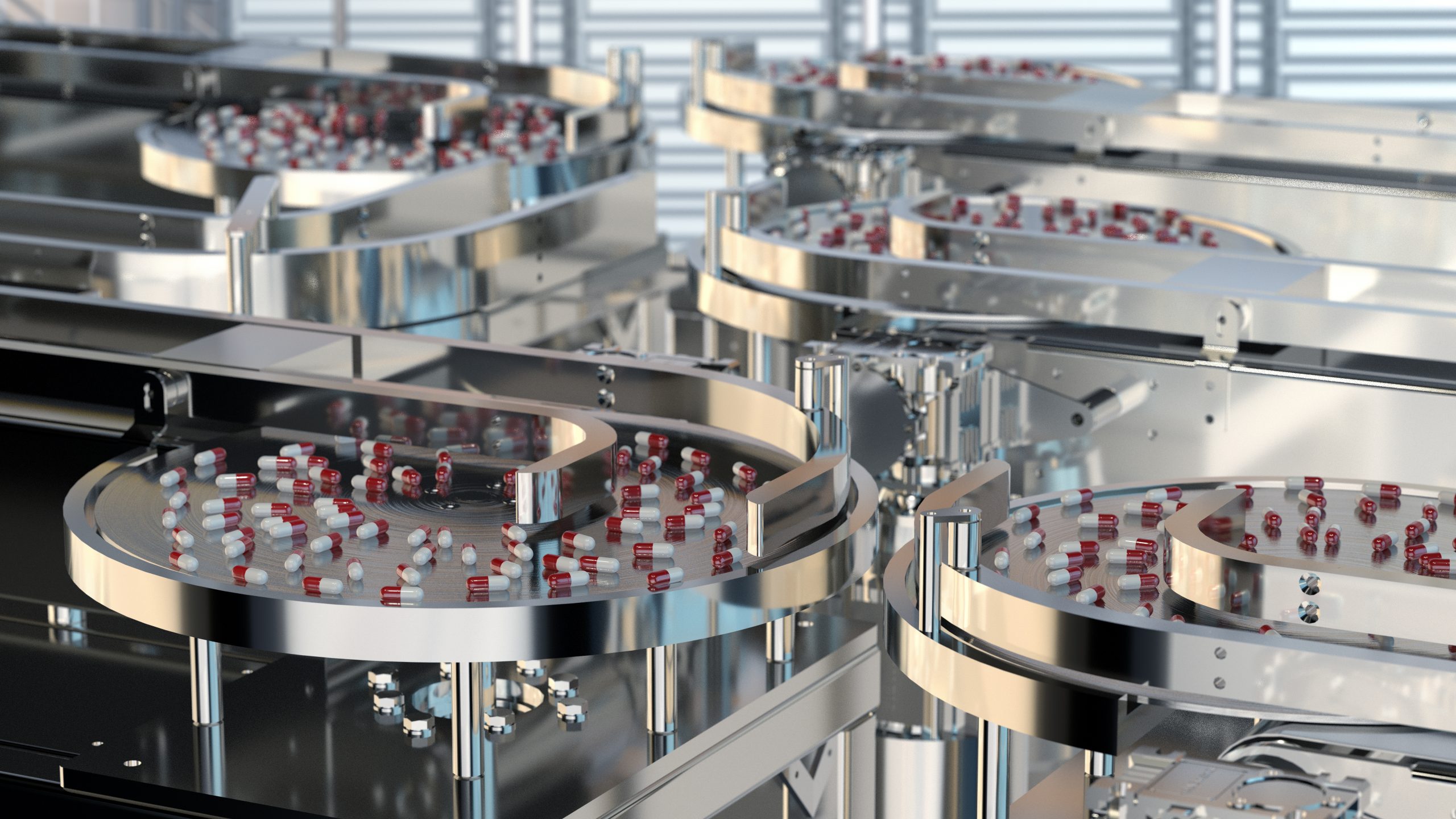factory of the pharmaceutical industry. pills on the conveyor