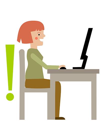 Femme assise devant son écran ayant une bonne posture - Crédit: Anna Isaeva/AdobeStock