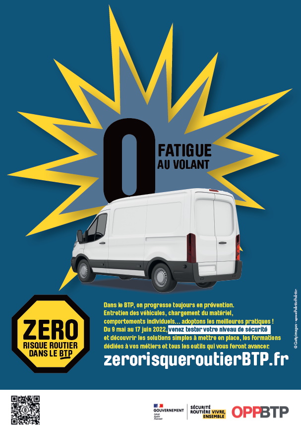 Affiche de la campagne Zero risque routier de l'OPPBTP