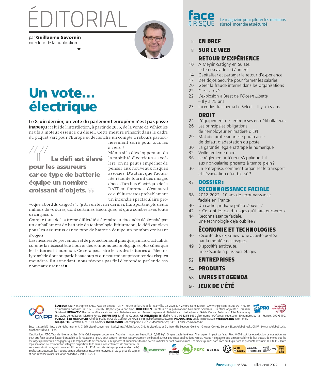 Edito 584. (Face au Risque été 2022).