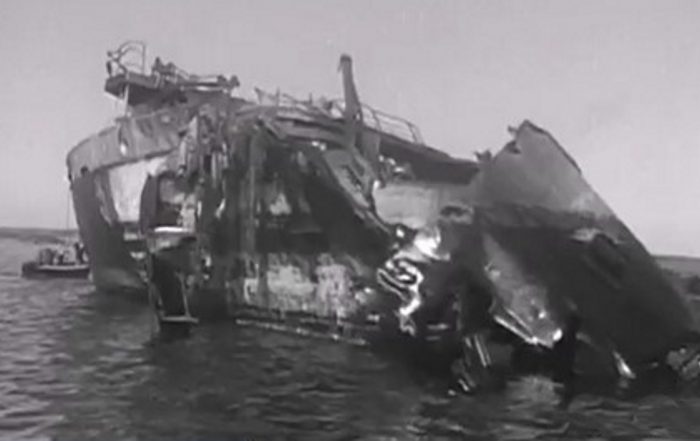 Explosion de nitrate d'ammonium dans les cales de l'Ocean Liberty au port de Brest - Capture vidéo Ina