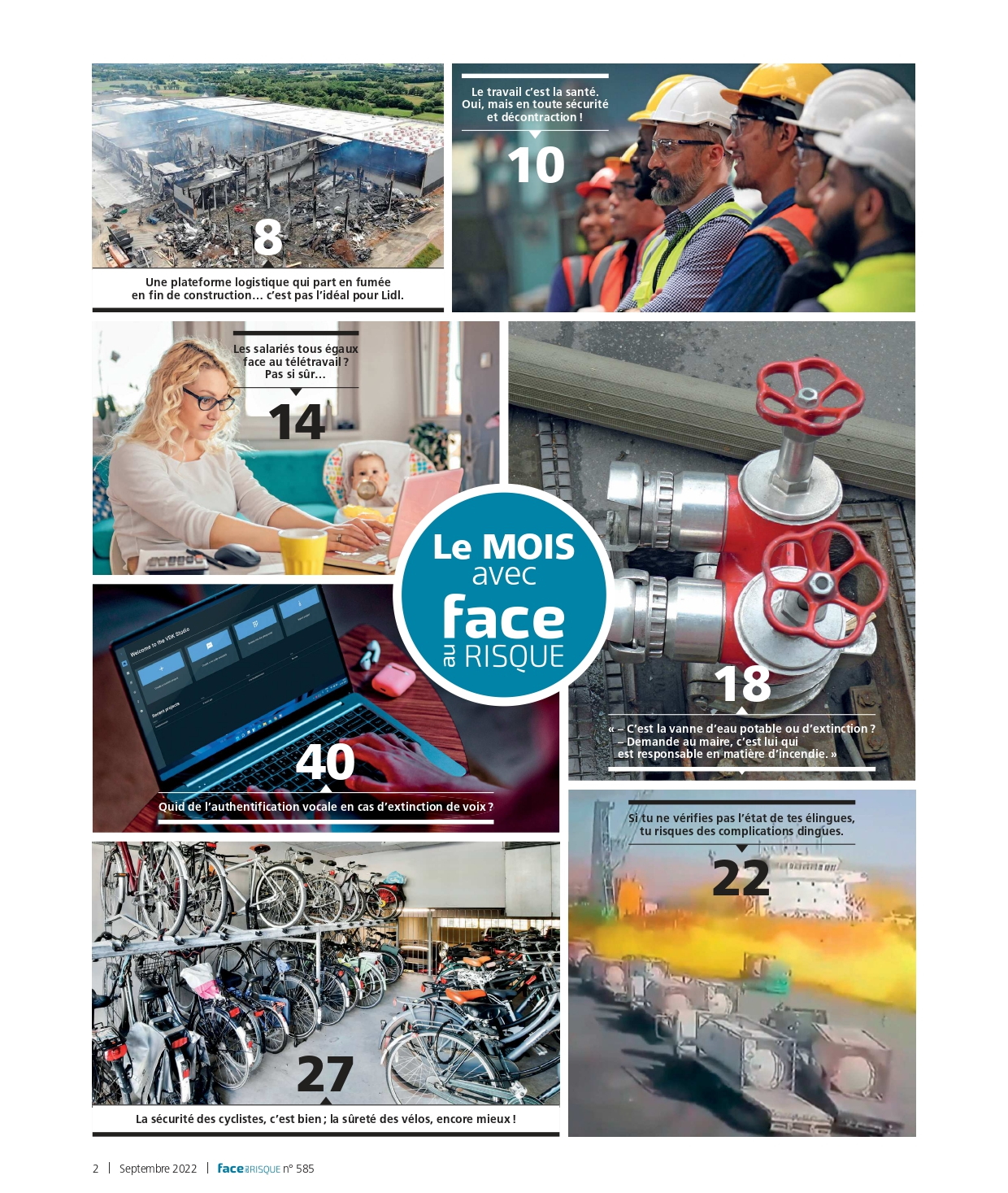Sommaire Face au Risque 585- septembre 2022.
