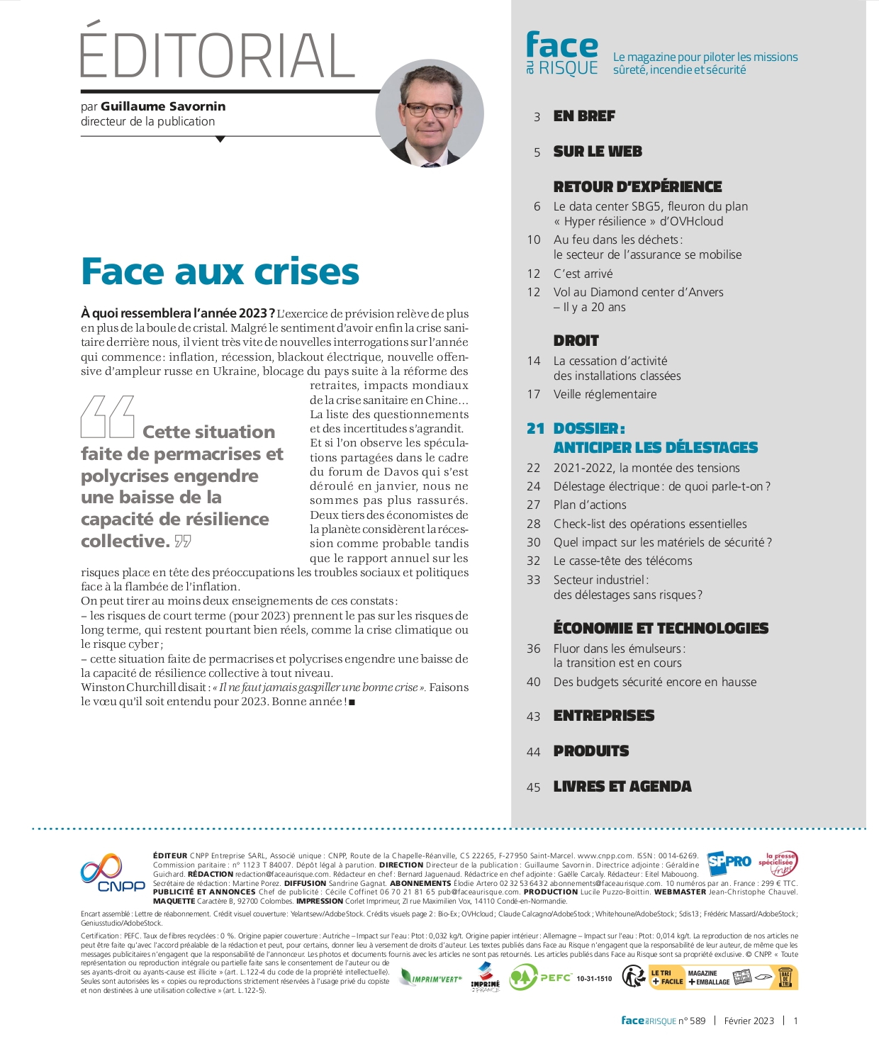 Edito 589 Face au Risque - Février 2023