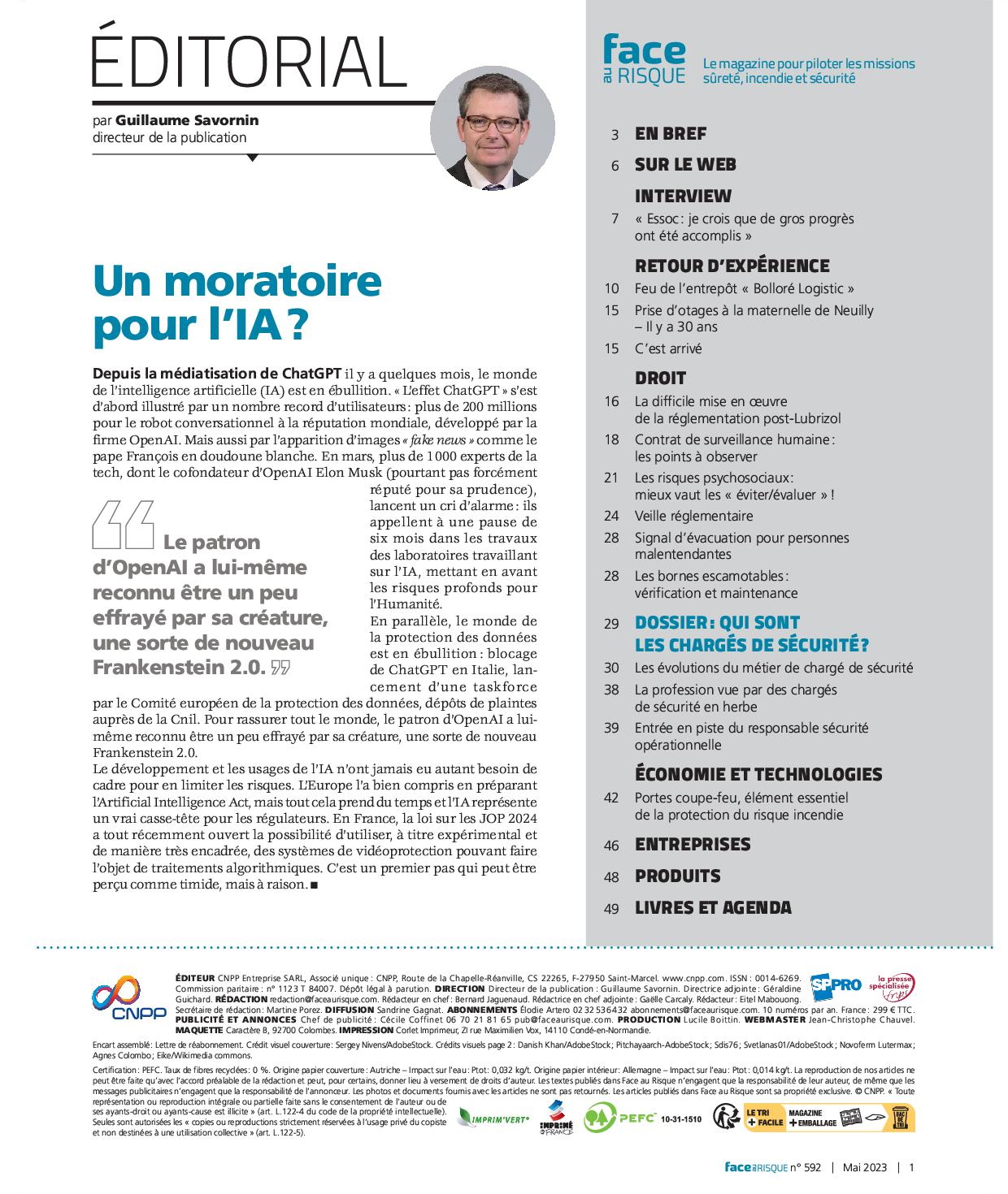 Edito - Face au Risque 592 - Mai 2023.