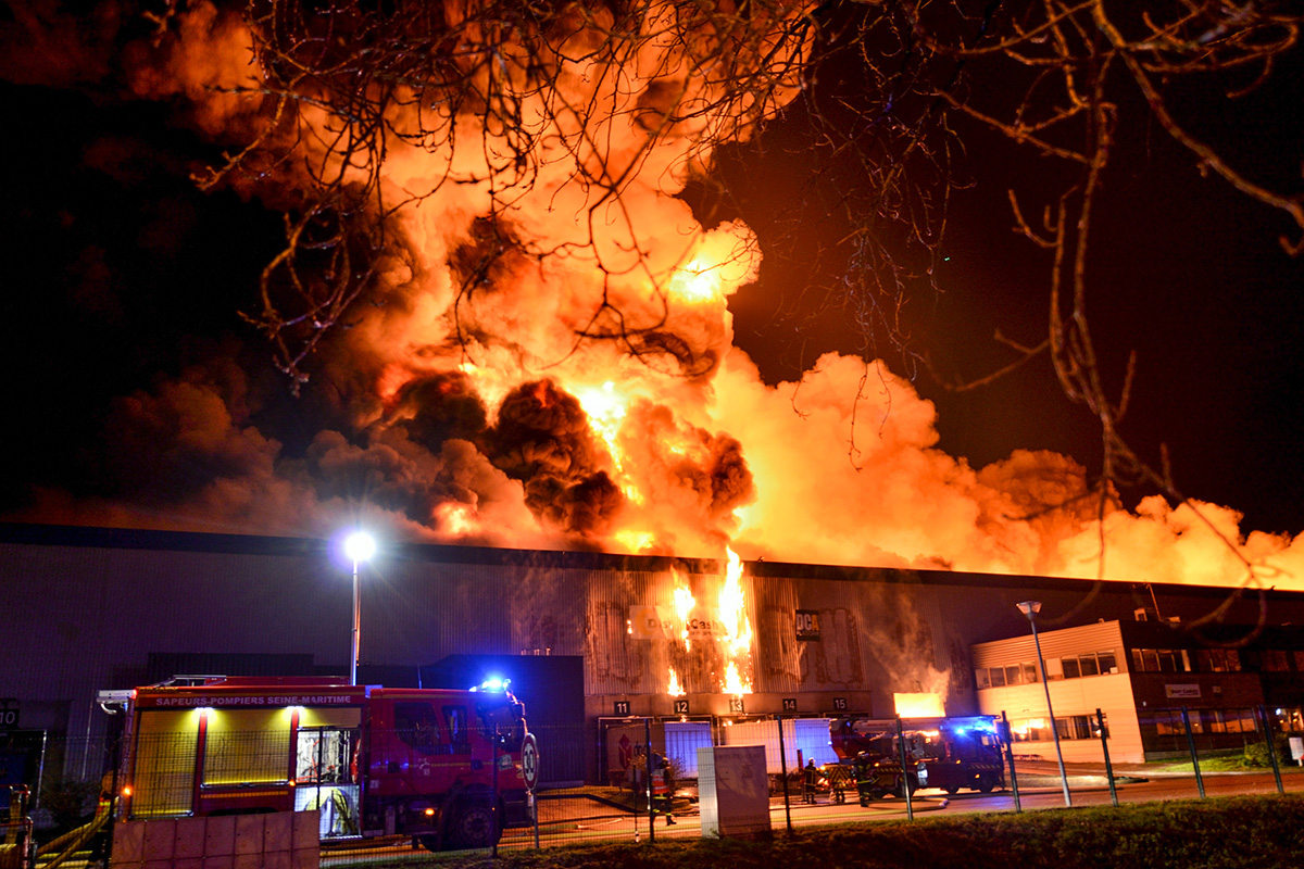 Feu de l’entrepôt « Bolloré Logistic » - Crédit: SDIS76