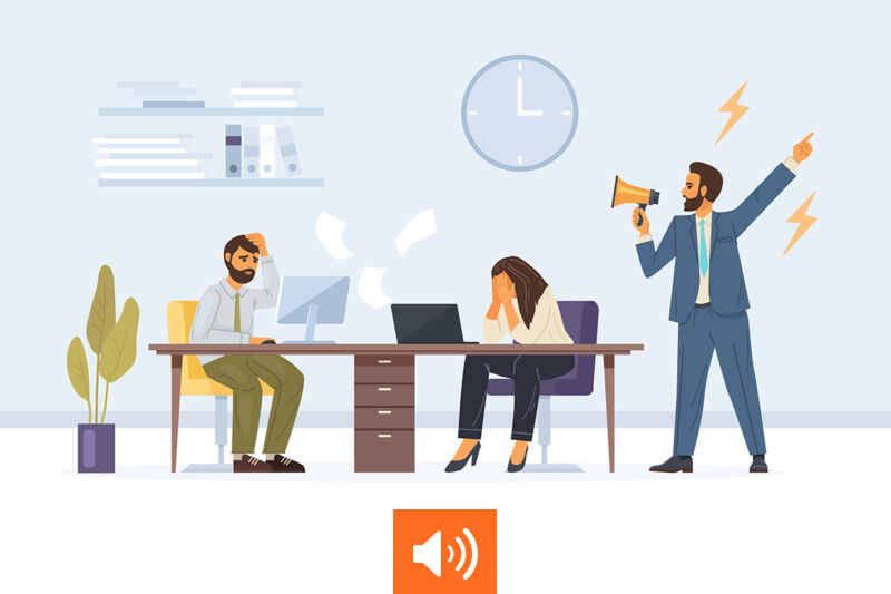 Office workers working at Deadline. Angry boss shout at employees who fail to meet deadline - Crédit: Svetlanas01/AdobeStock
