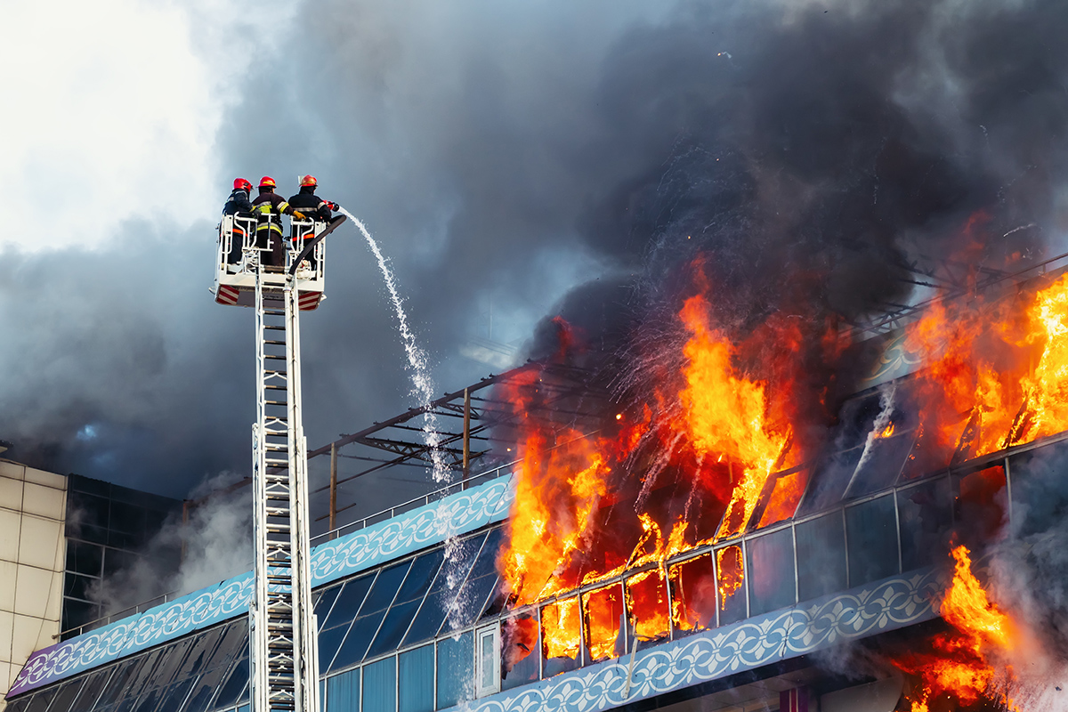Firefighters extinguish a big fire
