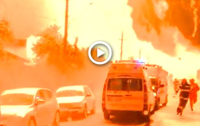 5 morts dans la double explosion d'une station de gaz liquéfié en Roumanie. (Capture Twitter _ StirileTVR).
