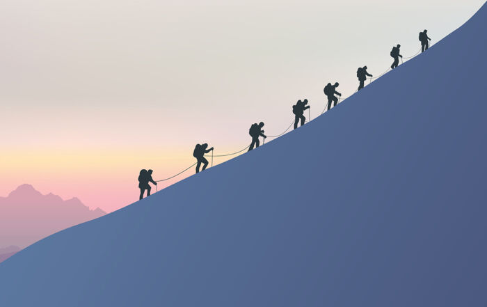 Continuité d'activité/Montagne Cordée Alpinistes - Crédit: pict rider/AdobeStock
