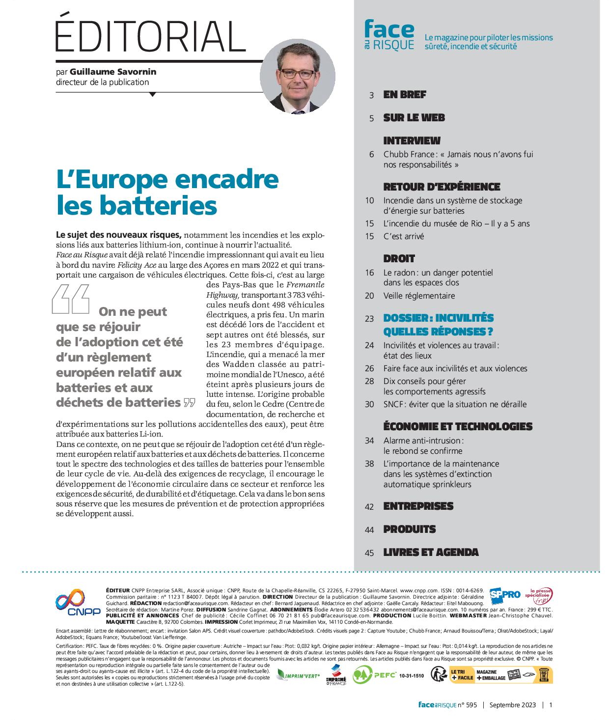 Edito 595 - Face au Risque Sept 2023.