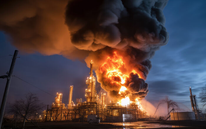 A chemical plant is on fire - Crédit: Evening Tao/AdobeStock