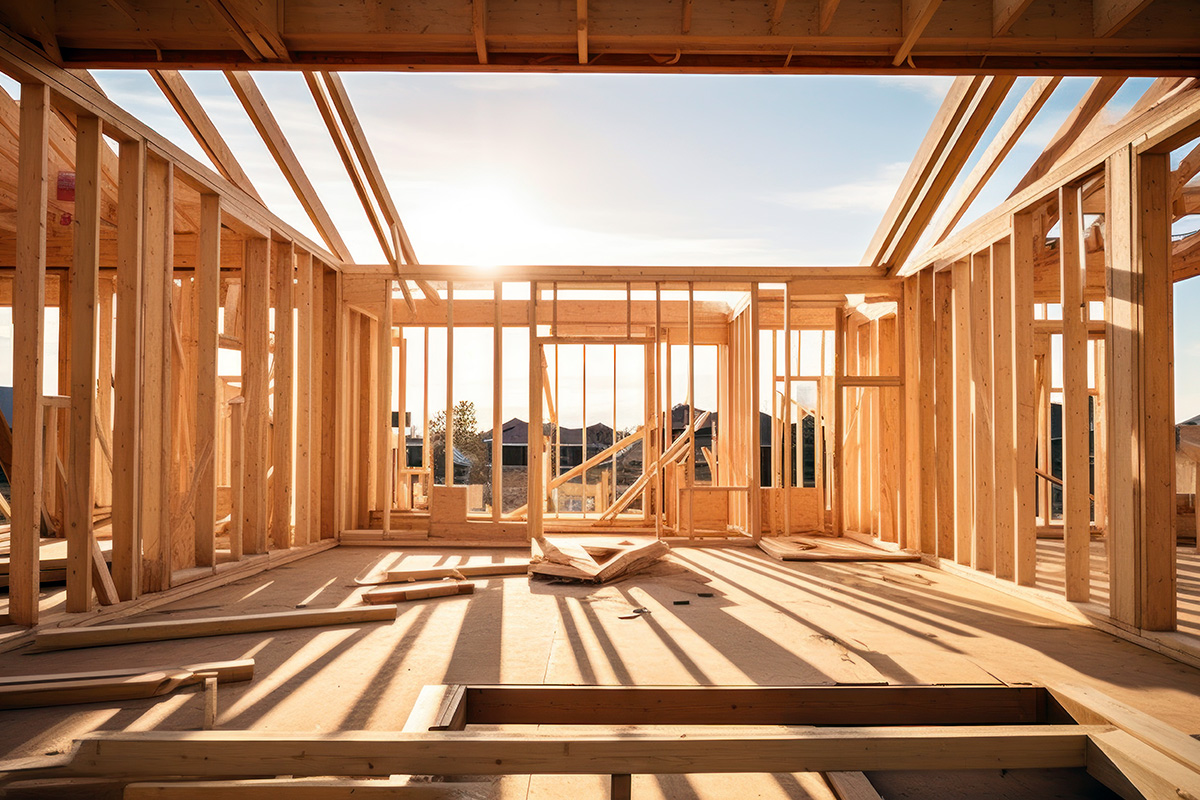 Wooden Frame of a Newly Constructed Home in Progress - Crédit : ArgitopIA/AdobeStock