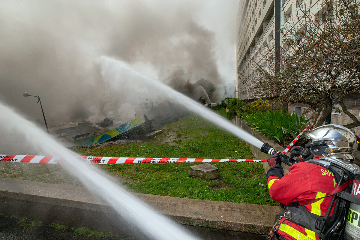 Feu de PSC à Aubervilliers (93) - Crédit : Erwan Thépault/BSPP