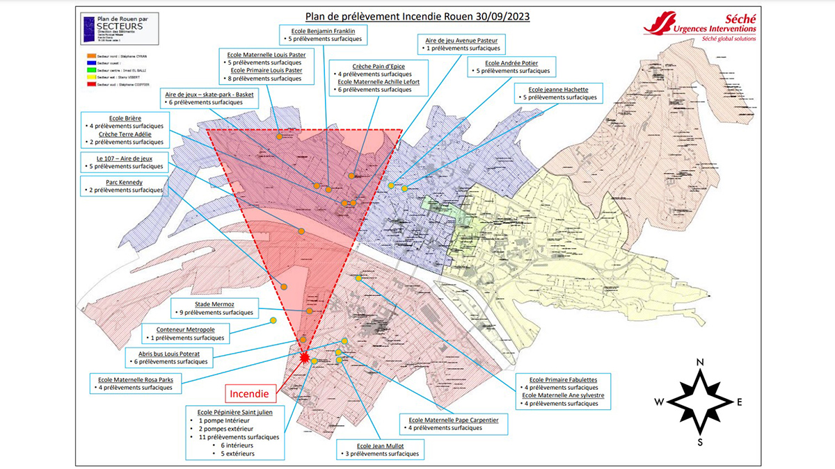 Plan de prélèvement Incendie Rouen le 30 septembre 2023 - Crédit : site de la mairie de Rouen