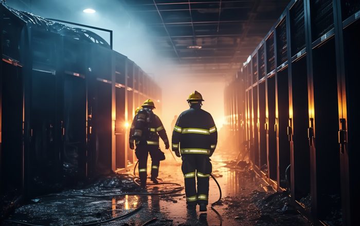 Data center et risque incendie. Crédit : Gasspoll/AdobeStock. Photo générée à l'aide de l'IA.