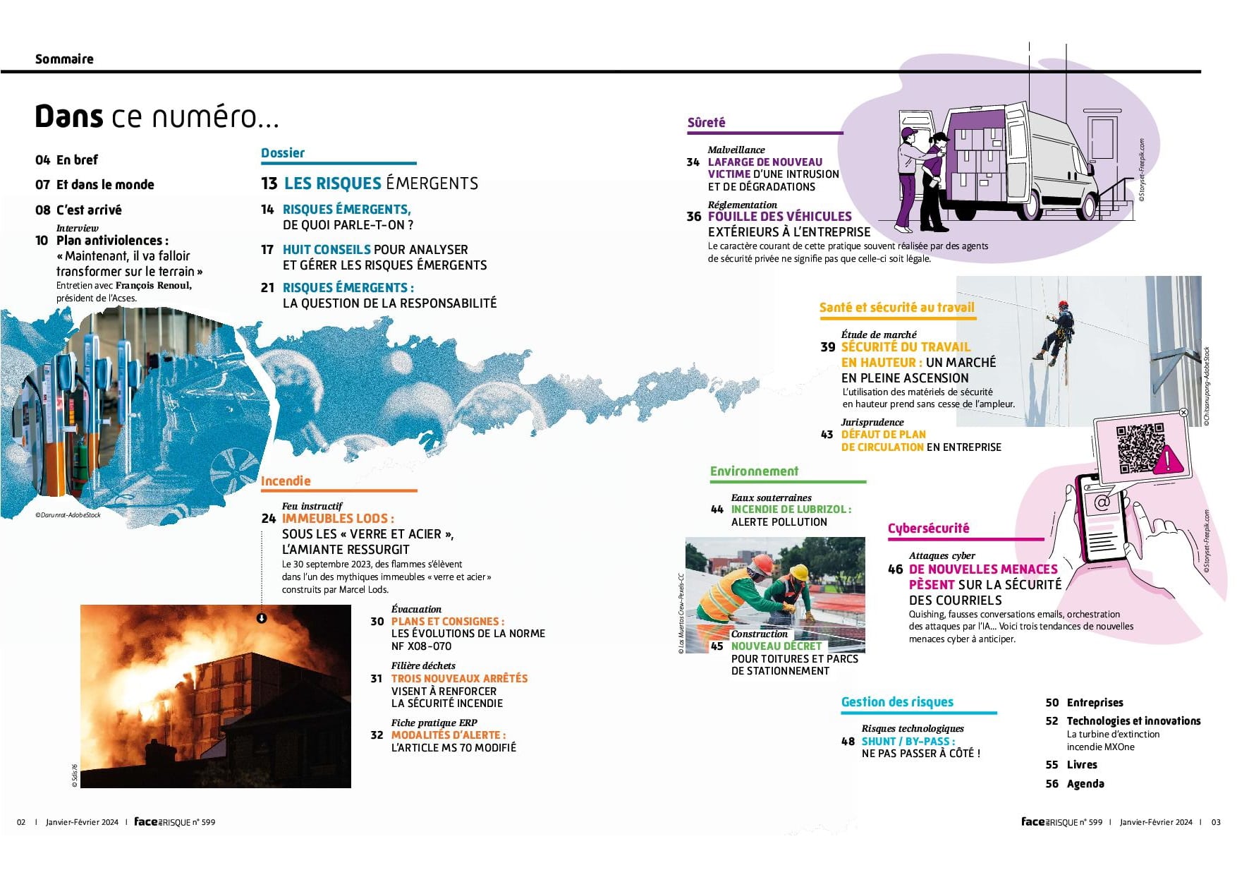 Photo du sommaire du numéro 599 du magazine Face au Risque.