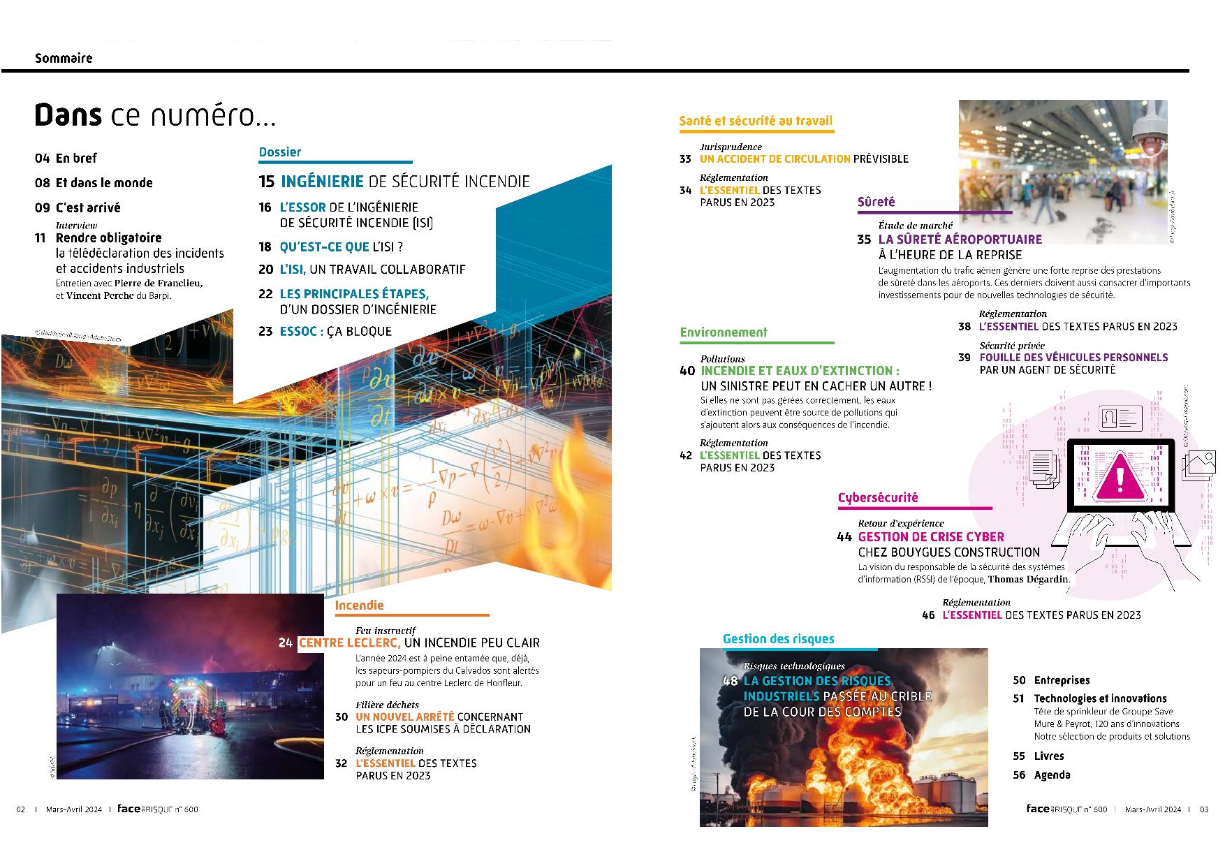 Sommaire Face au Risque numéro 600 (mars - avril 2024)