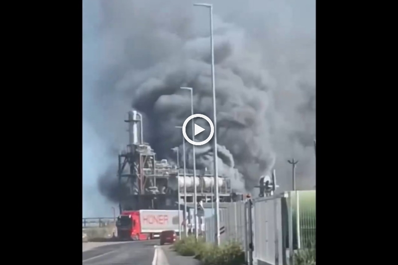 Capture d'écran de la vidéo montrant l'explosion sur le site Saipol de Sète.