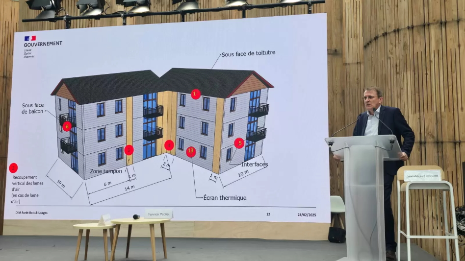 Photo 1. Jean-Michel Servant détaillant les nouvelles mesures renforçant la réglementation incendie – ©Construction21 Photo 1. Jean-Michel Servant détaillant les nouvelles mesures renforçant la réglementation incendie - ©Construction21