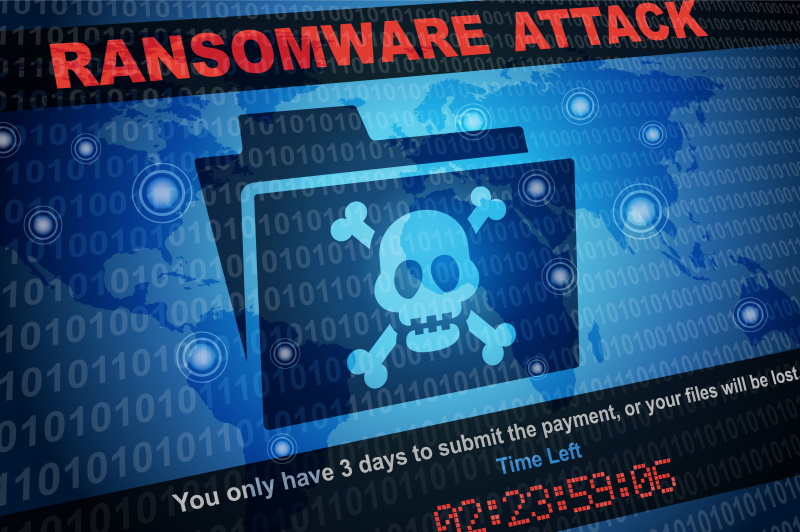 Ransomware ou rançongiciel. Crédit : arrow/AdobeStock Écran d'ordinateur bloqué par un ransomware