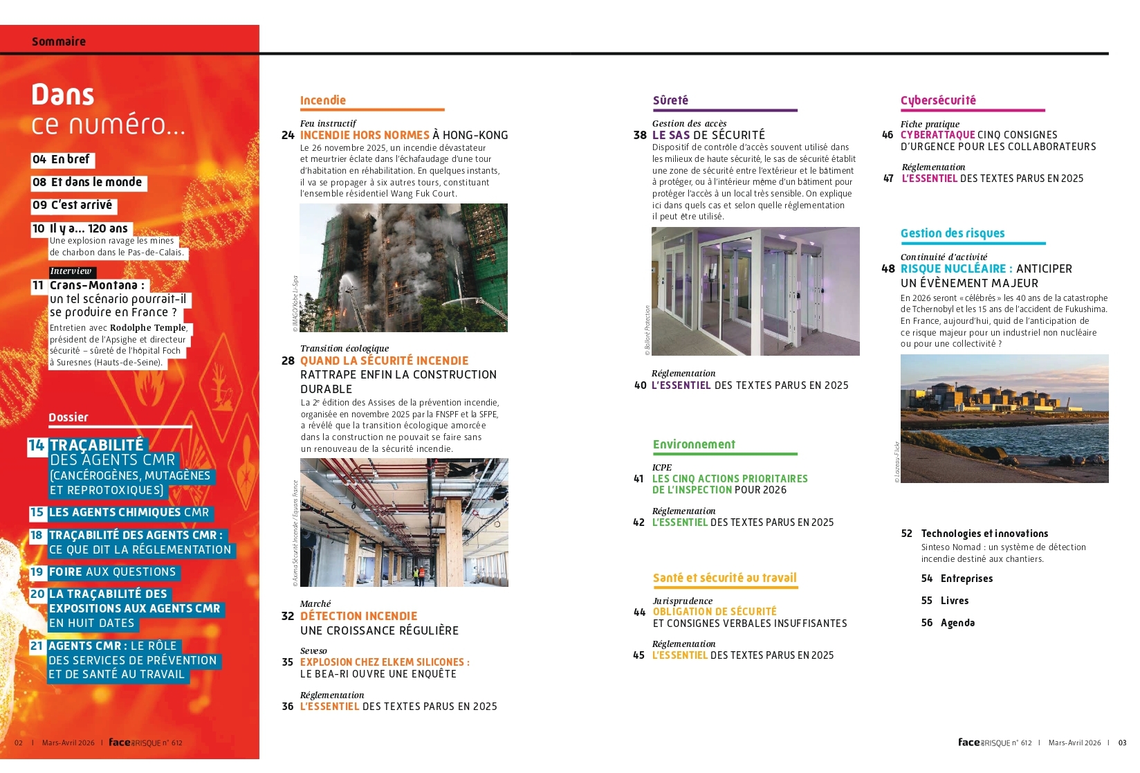 Sommaire de Face au Risque n° 612 de mars-avril 2026