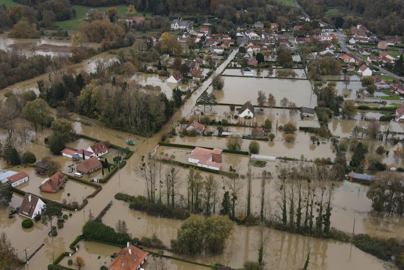 Inondations. Ici La Calotterie (Pas-de-Calais) en novembre 2023. Crédit : Service communication du Sdis 62 Commune inondée